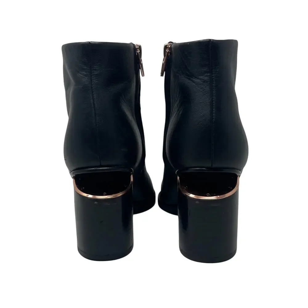 Alexander Wang Gabi Rose Gold Black Leather Ankle Boots - EURO Size 37.5 - Picture 7 of 10